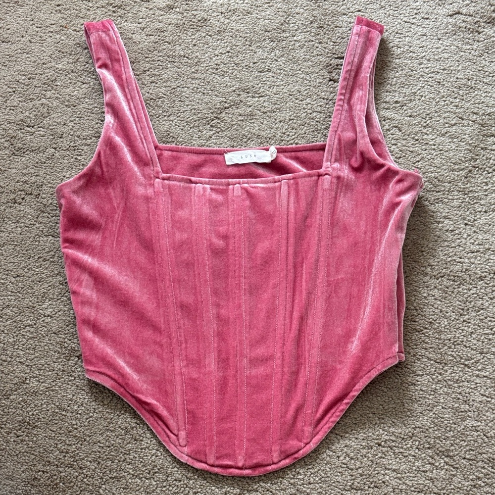 Vici Pink Velvet Corset Top